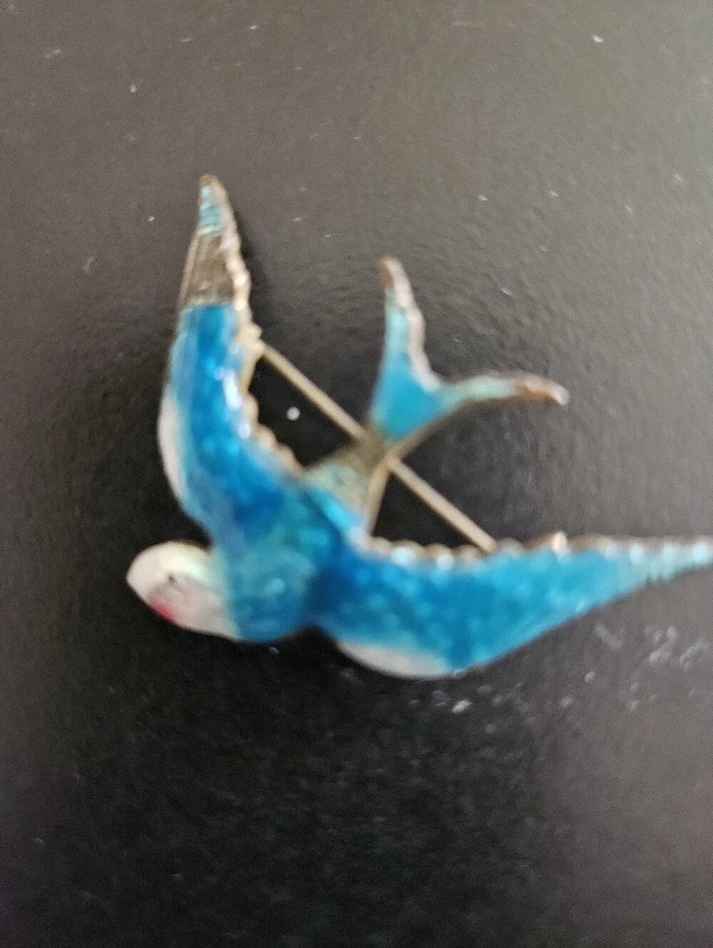 Blue Enamel Bird Pin Brooch - Unbranded